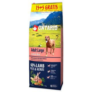 ONTARIO Dog Adult Large Lamb & Rice 15+5 kg 20kg