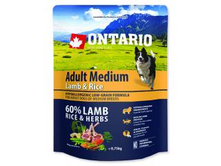 ONTARIO Dog Adult Medium Lamb & Rice 0,75kg