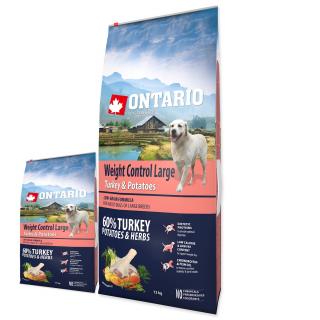 ONTARIO Dog Large Weight Control Turkey & Potatoes & Herbs 12 kg