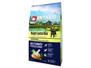 ONTARIO Dog Mini Weight Control Turkey  Potatoes 6,5kg (+ dárek hračka)