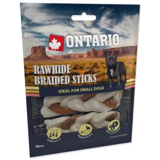 Snack ONTARIO Dog Rawhide Braided Stick Mix 7,5 cm 4ks