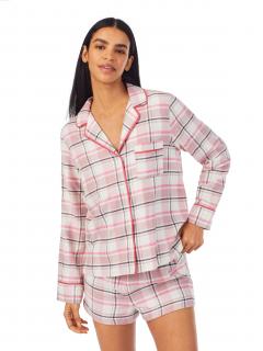 DKNY flanelové pyžamo - růžová kostka Velikost: M