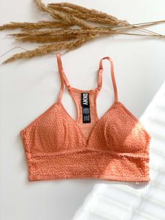 DKNY krajková podprsenka Modern Lace - Guawa oranžová Velikost: M