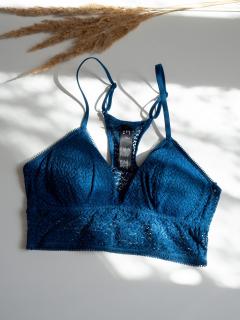 DKNY krajková podprsenka Modern Lace - Poseidon modrá Velikost: L
