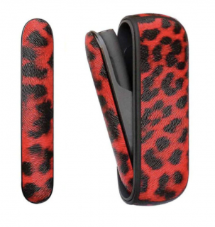 Kožený obal imitace leopard IQOS 3 DUO Barva: Červená