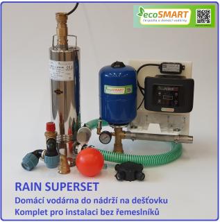 EcoSmart RAIN 3/55 pro dešťové nádrže a závlahy EcoSmart RAIN 3/55 SUPERSET - rozšíření o nástěnný panel BEZ FILTRŮ, sada utěsněných fitinek, pojist.…