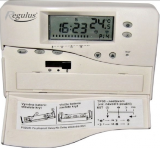 Regulace prostorová - denní TP08 - program 23 přepnutí TP08 - Regulus 8+7 týd.prog., 2x nast.tepl.5-30°C v hod. bílá