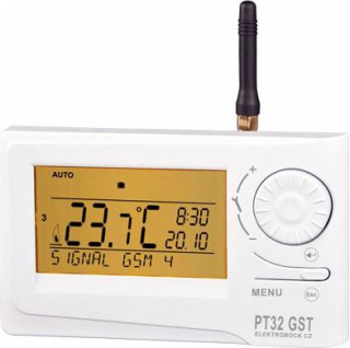 Regulace prostorová Elektrobock týdenní Prostorový týdenní termostat PT32 GST s integ. GSM modulem +3+39°C/5A/IP20/5V bílý