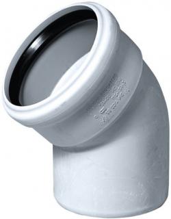 Tvarovka SKB koleno OSMA plastová odpadní DN 150/45° - odhlučněná bílá