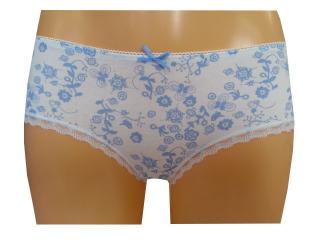 Dámské Bokové Kalhotky Novia NL20 Bílá modrý potisk Velikost: XL