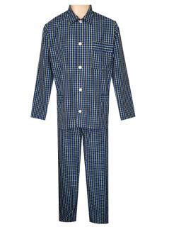 Pánské Pyžamo Popelín FOLTÝN PI23 modrožlutá kostka Materiál: Košilovina-popelín, Velikost: XL