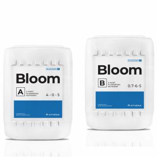 Athena Blended Bloom A+B 18.9 l (5 G) (Athena Bloom je jednoduchý a čistý dvousložkový přípravek určený pro fázi kvetení plodících a kvetoucích rostlin. Směs špičkových makroživin a chelátových mikroživin umožňuje dosáhnout vyšší schopnosti příjmu živin v