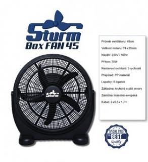 Cirkulační ventilátor STURM BOXFAN, průměr 45cm (Plastový cirkulační ventilátor Sturm BoxFan, průměr 45 cm. Polohovatelný, tichý, výkonný.)