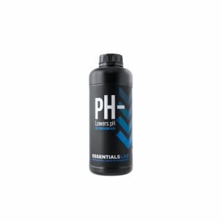 Essentials LAB pH minus 1 l, 81% kyselina fosforečná (Essentials LAB pH - je koncentrovaná kyselina (81% kyselina fosforečná), kterou lze v malých kontrolovaných dávkách použít ke snížení pH (zvýšení kyselosti) živných roztoků.)