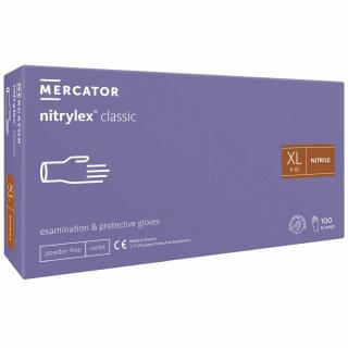 Mercator rukavice Nitrylex Classic violet XL, 100 ks (Vyšetřovací a nepudrované nitrilové rukavice Mercator Nitrylex Classic violet XL, 100 ks. Jsou klasifikovány jako zdravotnický výrobek I. třídy a prostředek individuální ochrany kategorie III.)