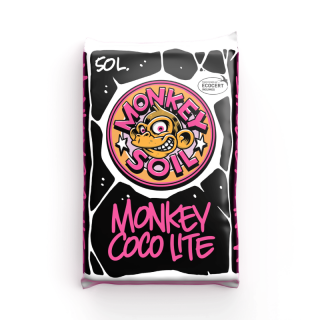 Monkey Soil Coco Lite 50L, kokosový substrát (Monkey Coco Lite je pěstební substrát na bázi kokosovu a rašeliny a speciálního perlitu, určený pro intenzivní pěstování v kokosových substrátech. Substrát Coco Lite se vyznačuje dobrým provzdušněním a)