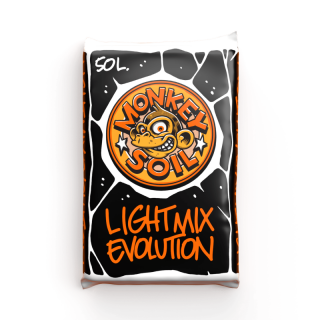 Monkey Soil Light Mix Evolution 50L, pěstební substrát (Monkey Light Mix Evolution je pěstební lehce předhnojený substrát, který se dá použít ve vnitřní i venkovní pěstování.  Díky vynikající úrovni okysličení a schopnosti zadržovat vodu tento substrát)
