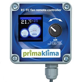 Prima Klima ECTC-1M, digitální EC regulátor teploty, max/min rychlosti ventilátoru (Digitální regulátor teploty, max/min rychlosti PK125-ECblueKompatibilní ventilátory pro použití: PK125-ECblue, PK250-ECBlue﻿)