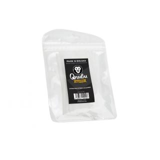 Rosin Press bag 11x5cm balení 10ks 120 Mikronů (Qnubu Rosin Press bags jsou speciálně vyrobené sáčky pro extrakci pryskyřic převážně z bylin a jehličnanů. Použitím sáčků se správnou velikostí ok docílíte čistší extrakce bez rostlinných zbytků a nečistot.)