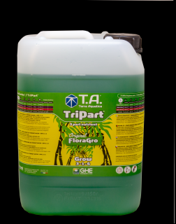 T.A. TriPart Grow (FloraGro)  60L  (FloraGro stimuluje strukturální a vegerativní růst. Podporuje stavbu silných kořenů. Poskytuje rostlině dusík, fosfor, draslík a další sekundární minerály. Ideální růstové hnojivo pro hydroponické systémy. Floru Series)