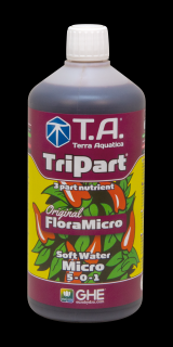 T.A. TriPart Micro (FloraMicro) Soft Water 1L (FloraMicro obsahuje submikroprvky a organické pufry, což v roztoku pomáhá stabilizovat pH. Složení pro měkkou vodu, objem 1L.)