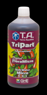 T.A. TriPart Micro (FloraMicro) Soft Water 500ml (FloraMicro obsahuje submikroprvky a organické pufry, což v roztoku pomáhá stabilizovat pH. Složení pro měkkou vodu, objem 0,5L.)