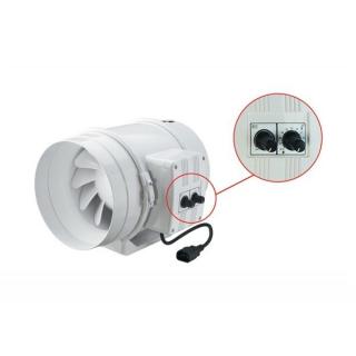 TTu 150mm/552m3, ventilátor s regulací (Ventilátor do potrubí Vents TT 150 U o průměru 150 mm s kuličkovými ložisky a termostatem. Díky své konstrukci je na tomto ventilátoru snadná údržba. Ventilátor je možné zapojit na dva různé stupně výkonnosti a)