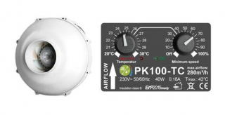 Ventilátor Prima Klima PK100-TC 100mm, 280m³/h, ventilátor s regulací teploty (Ventilátor Prima Klima s teplotní regulací 100mm, 280m³/h)