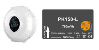 Ventilátor Prima Klima PK150-L 150mm, 760m³/h, 1-rychlostní ventilátor (Jednorychlostní ventilátory Prima Klima byly vyrobeny pro maximální optimalizaci nákladů / přínosů.)