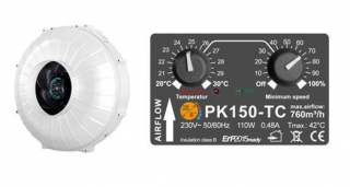 Ventilátor Prima Klima PK150-TC 150mm, 760m3/h, ventilátor s regulací teploty (Ventilátor Prima Klima s regulací teploty 150mm, 760m3/h)