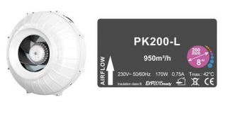 Ventilátor Prima Klima PK200-L 200mm, 950m³/h, 1-rychlostní ventilátor (Jednorychlostní ventilátory Prima Klima byly vyrobeny pro maximální optimalizaci nákladů / přínosů.)