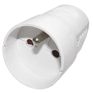 Zásuvka pro prodlužovací kabel, bílá (Praktická zásuvka v bílém provedení určená pro montáž prodlužovacího přívodu.)
