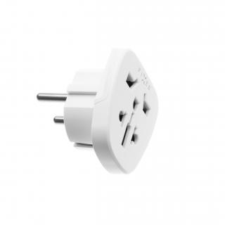 Adaptér FIXED EU Adapter pro zapojení UK, US, AUS nabíječek do EU zásuvek, bílý