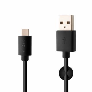 Dlouhý datový a nabíjecí kabel FIXED s konektory USB/USB-C, USB 2.0, 2 metry,  černý