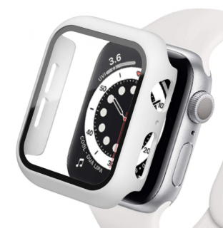 Full protection 360° kryt s tvrzeným sklem pro Apple Watch 8/7 (41 mm) Barva: Bílá