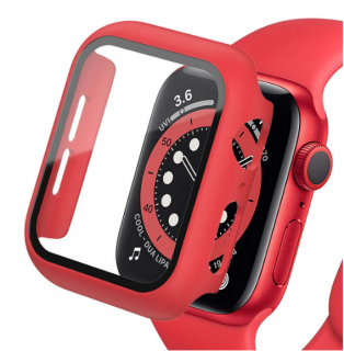 Full protection 360° kryt s tvrzeným sklem pro Apple Watch 8/7 (41 mm) Barva: Červená