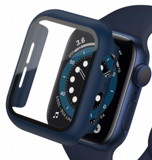 Full protection 360° kryt s tvrzeným sklem pro Apple Watch 8/7 (45 mm) Barva: Modrá tmavá