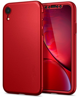 Full protection 360° kryt + tvrzené sklo pro Apple iPhone XR Barva: Červená
