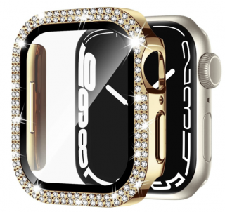 Glitter diamond glass kryt s ochranným sklem pro Apple Watch 3/2/1 (38 mm) Barva: Zlatá