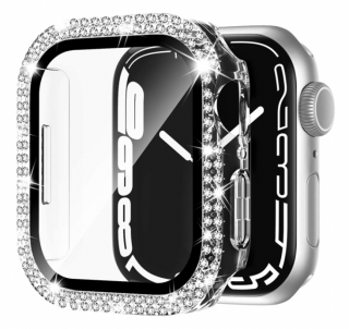 Glitter diamond glass kryt s ochranným sklem pro Apple Watch SE/6/5/4 (40 mm) Barva: Čirá