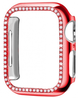 Glitter diamond kryt pro Apple Watch 8/7 (45 mm) Barva: Červená