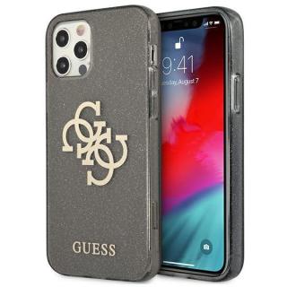 Guess black 4G logo glitter silikonové pouzdro iPhone 12/12 Pro