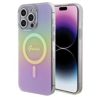 Guess IML Iridescent Script MagSafe kryt iPhone 15 Pro Max růžový