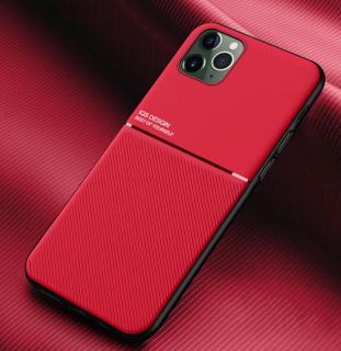 Gumový magnetický kryt IQS Carmag pro Apple iPhone 12 Pro Max Barva: Červená