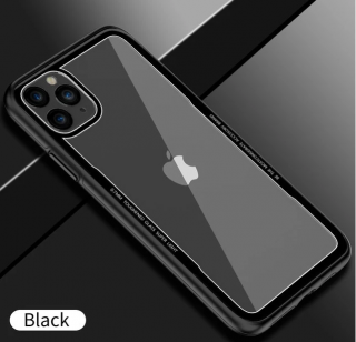 Hard back clear ochranný kryt z tvrzeného skla pro Apple iPhone 12 Pro Max Barva: Černá