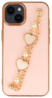 Heart chain kryt pro Apple iPhone 14 Plus, růžový