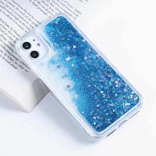 Heart liquid glitter hard kryt pro Apple iPhone 12 Mini Barva: Modrá