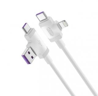 Kabel XO 4v1 USB + USB-C - Lightning + USB-C, 1m 3A, bílý