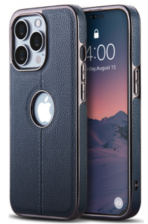 Kryt Leather texture pro Apple iPhone 14 Pro Barva: Modrá