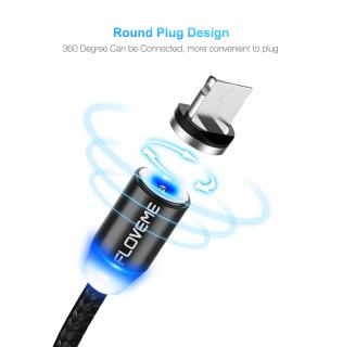 LED Magnetic Floveme nabíjecí kabel lightning 1m/2m pro Apple iPhone Délka: 1m